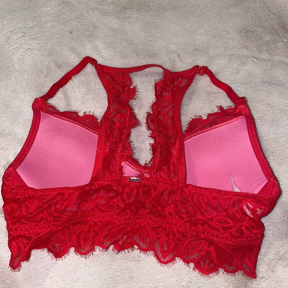 Victoria Secret PINK Red Lace Bralette Medium - Picture 2 of 5